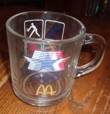 1984 Los Angeles Summer Olympic Games McDonalds Glass Cup Mug USA Vintage - Image 1 of 2