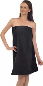 Falda envolvente de toalla negra Terry Town de algodón vintage bordada OS - Imagen 1 de 10