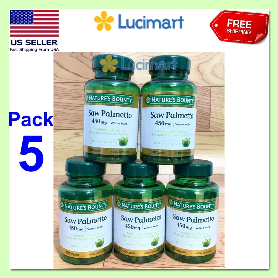 Nature's Bounty Saw Palmetto Whole Herb Herbal Supplement Capsules 100 Ct Pack 5 - Image 1 of 4