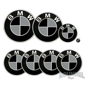 For BMW Badges - Matte Black & Medium Grey - All Models Decals Wrap Stickers - Picture 1 of 3