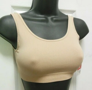 Sujetador sin mangas Capezio nude damas M/L #11378W soporte ligero comodidad sin costuras - Imagen 1 de 5