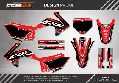 2015 2016 2017 2018 2019 2020 CRF 230 F Graphics Kit HONDA 230F CRF230F Decal MX Foto 1 de 4
