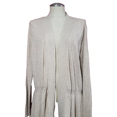 NWT Laura Scott Peplum Beige Cardigan  Open front  Blazer Pointelle West 1X - Image 1 of 4
