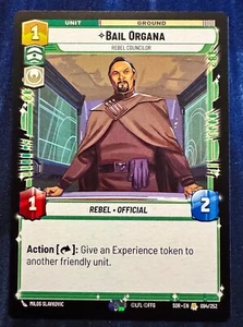 Star Wars Unlimited Spark of Rebellion Bail Organa Rare Card - Picture 1 of 2
