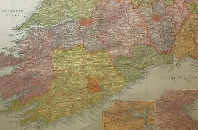 1898 ORIGINAL MAP IRELAND WATERFORD CORK DUBLIN LIMERICK KERRY TIPPERARY - Image 1 of 4