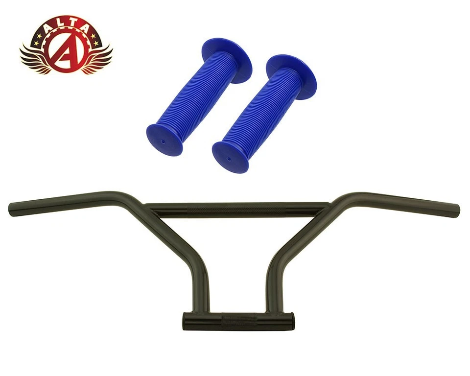 ALTA 4-Piece BMX Handlebar Old School Classic Black W/ MUSHROOM BMX Style GRIPS - Image 1 of 1