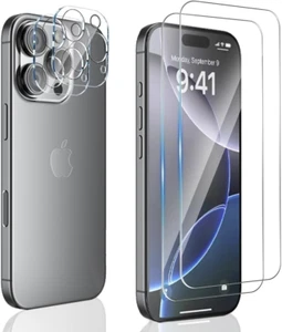 2X Schutzglas (Display + Kamera) für iPhone 16 Pro Max Plus Panzerfolie Full 9H - Picture 1 of 14