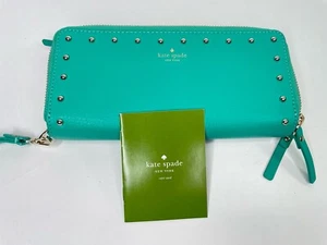 NEU Kate Spade Zip Around Wallet Wristlet Lizard Green Leather Anita RARE - Bild 1 von 9