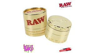 🟡 RAW Ethereal Gold-Plated Grinder – Limited Edition 4-Piece Metal Herb Grinder - Picture 1 of 4