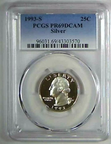 1993-S 25C Washington Quarter PCGS PR69DCAM 90% Silver 21ahc1231 Cover