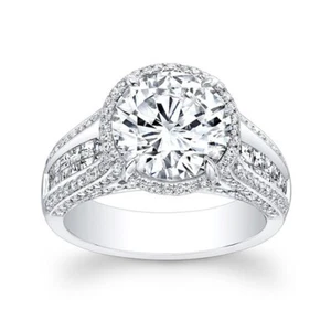2.70 Ct Round Cut Lab Grown Diamond Wedding Ring 14K Solid White Gold Size 6 - Picture 1 of 4