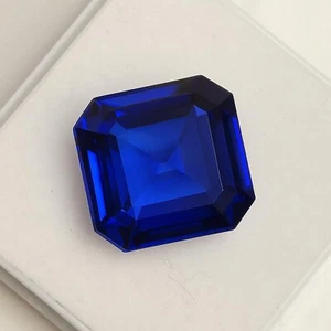 Piedra preciosa suelta de zafiro azul natural impecable corte Asscher de 25,80 quilates certificada GIE - Imagen 1 de 6