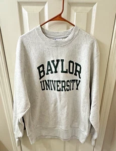 Baylor Bears Sweatshirt Large Reverse Weave Grey Fleece Pullover Champion - Picture 1 of 5