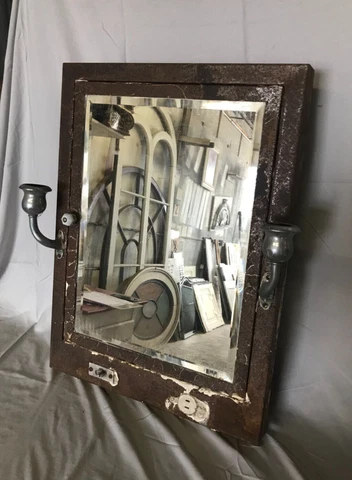 Mid Century Metal Recessed Medicine Cabinet Chrome Sconces Old Hotel VTG 495-23B Cover