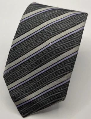 Corbata para hombre Paul Smith 100 % seda gris oscuro con rayas moradas única Preppy Foto 1 de 4