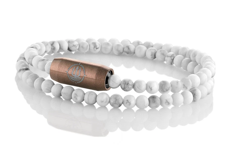 Seemannsgarn _ Maritimes Stein-Armband "Madagaskar" Howlith weiß 4mm - Bild 1 von 1