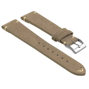 StrapsCo Suede Vintage Hand-Stitched Leather Watch Strap - Extra Long Length - Picture 1 of 37