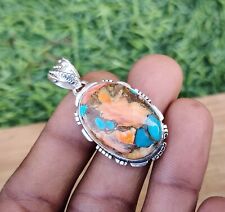 Oyster Copper Turquoise Pendant  925 Sterling Silver Beautiful Pendant MO5519