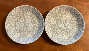 Burleigh Dove Grey Calico Fruit Plate Butter Pat 12cm Pair Set - Picture 1 of 4