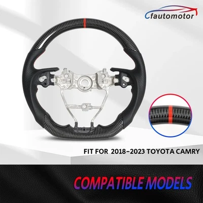 Volante de fibra de carbono real compatível com Toyota RAV4 Camry Corolla Avalon 2018-2023 - Imagem 1 de 4