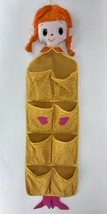 Vtg Child's Wall Organizer Red Hair Girl Hanger Pocket Storage Holiday Fair 1971 - Picture 1 of 10