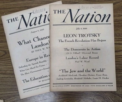 The Nation, Liberal Magazine Lot 1936, Leon Trotsky Articles Vintage Politics  Foto 1 de 2
