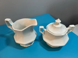 Johnson Bros. Ironstone Heritage Weiß Achteck Zucker & Milchkännchen Set England - Bild 1 von 7