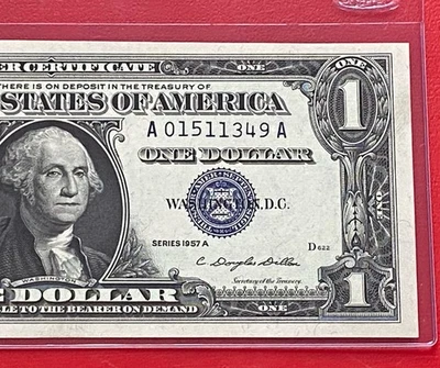 1957A  $1 Dollar Silver Certificate (Blue Seal) Block A-A , Uncirculated - Image 1 of 3