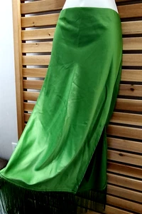 Maxi Falda Larga Verde Brillante Flecos Dobladillo Talla 10 Rachel Zoe Belleza Fiesta Baile - Imagen 1 de 10