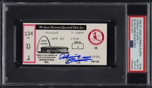 1990 DELINO DESHIELDS SIGNED MLB DEBUT TICKET STUB 4/9/90 CARDINALS EXPOS PSA 8 - Picture 1 of 2