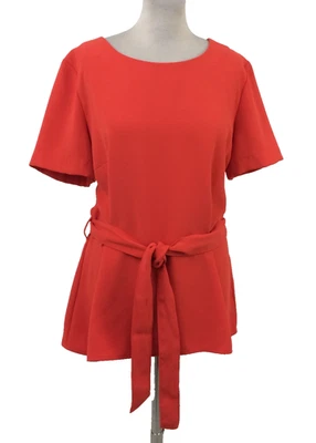 Next Blusa Para Mujer Talla 16 Tomate Largo Cinturón Crepé Cerradura Manga S Nueva F1 Foto 1 de 4