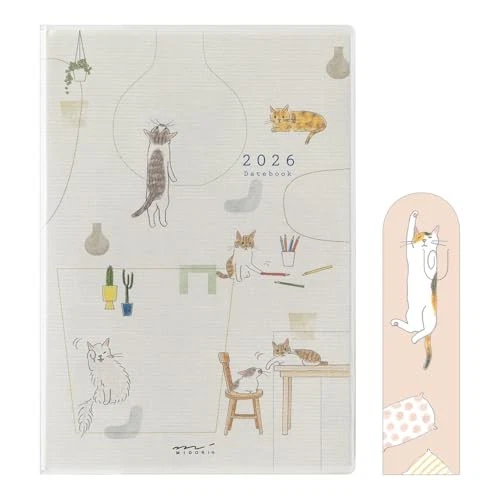 Midori Pocket Diary 2026 B6 Weekly Limited Edition Cat Design 22373006 - Image 1 of 4