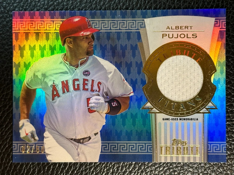 2014 Topps Tribute Titans Blue Albert Pujols /50 Game Used Jersey  - Image 1 of 2
