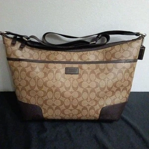 [Ex+] Coach F71107 Braun Beige Schultertasche PVC Leder Signatur Logo geprägt - Bild 1 von 17