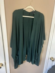 Susan Graver Weekend XL grün vorne offen Jersey Strick Cardigan Oversize 1XP - Bild 1 von 8