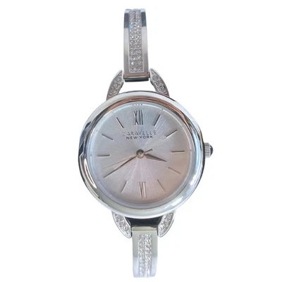 Reloj Caravelle NY Damas 43L200 Plata Cristal Brazalete Cuarzo Batería Nueva Foto 1 de 4