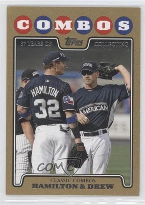 2008 Topps Update Classic Combos Gold /2008 JD Drew Josh Hamilton #UH112 - Image 1 of 2