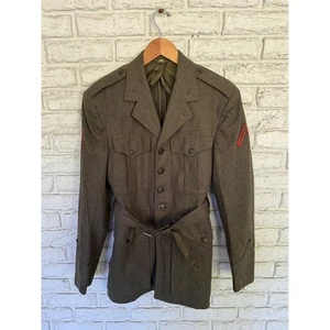 Vintage US Military Olive Drab Wool Officer Coat Jacket - Mens Size 34 R - Picture 1 of 14