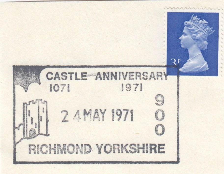 3p Definitive GB Used Castle 900 Richmond 1971 ON PIECE (151129) - Image 1 of 1