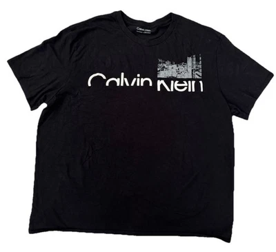 Calvin Klein T Shirt XXL Mens Black Logo Print Crewneck Short Sleeve Cotton - Image 1 of 4