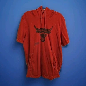 Under Armour Men's Project Rock Terry Short Sleeve Hoodie Sweatshirt 2XL Red - Picture 1 of 2