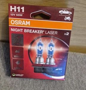OSRAM H11 NIGHT BREAKER LASER CAR HEADLIGHT BULBS X 2 ! NEW NIB - Picture 1 of 6