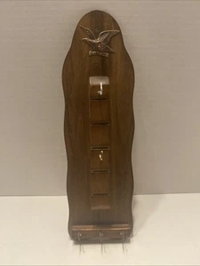 Vintage Holz Schlüssel, mit Adler Post Brief Rechnungen Schlüsselhalter Wandhalterung Postregal MCM - Bild 1 von 8