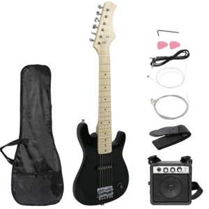Black Kids Guitar w/ Amp Case Electric Guitar Accessories Pack 30" Beginner Use - Picture 1 of 12