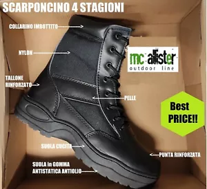 Anfibi Stivali Militari Neri Tan Anfibio Militare Pelle Suola Militaria sicurezz - Foto 1 di 16