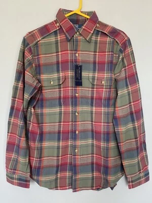 Polo Ralph Lauren Military Twill Green Red Blue Plaid  Check Shirt. Medium - Image 1 of 4