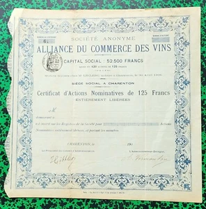 Dépt 94 - Charenton - Le Vin Rare Alliance du Commerce des Vins du 30/04/1906 - Imagen 1 de 1