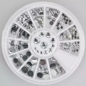 200pc Rhinestone 3D Nail Art Fashion Diamante Glitter Gem Round Silver 2 - 5mm - Picture 1 of 1