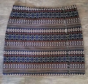Cato Southwestern Tapestry Blanket Skirt Mini Stripe Fringe Side Tribal Size 18W - Picture 1 of 12