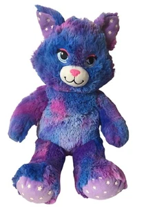Peluche Build a Bear Stars Brillan en la Oscuridad Bebé Gatito Púrpura Azul Estrellado 17" - Imagen 1 de 9